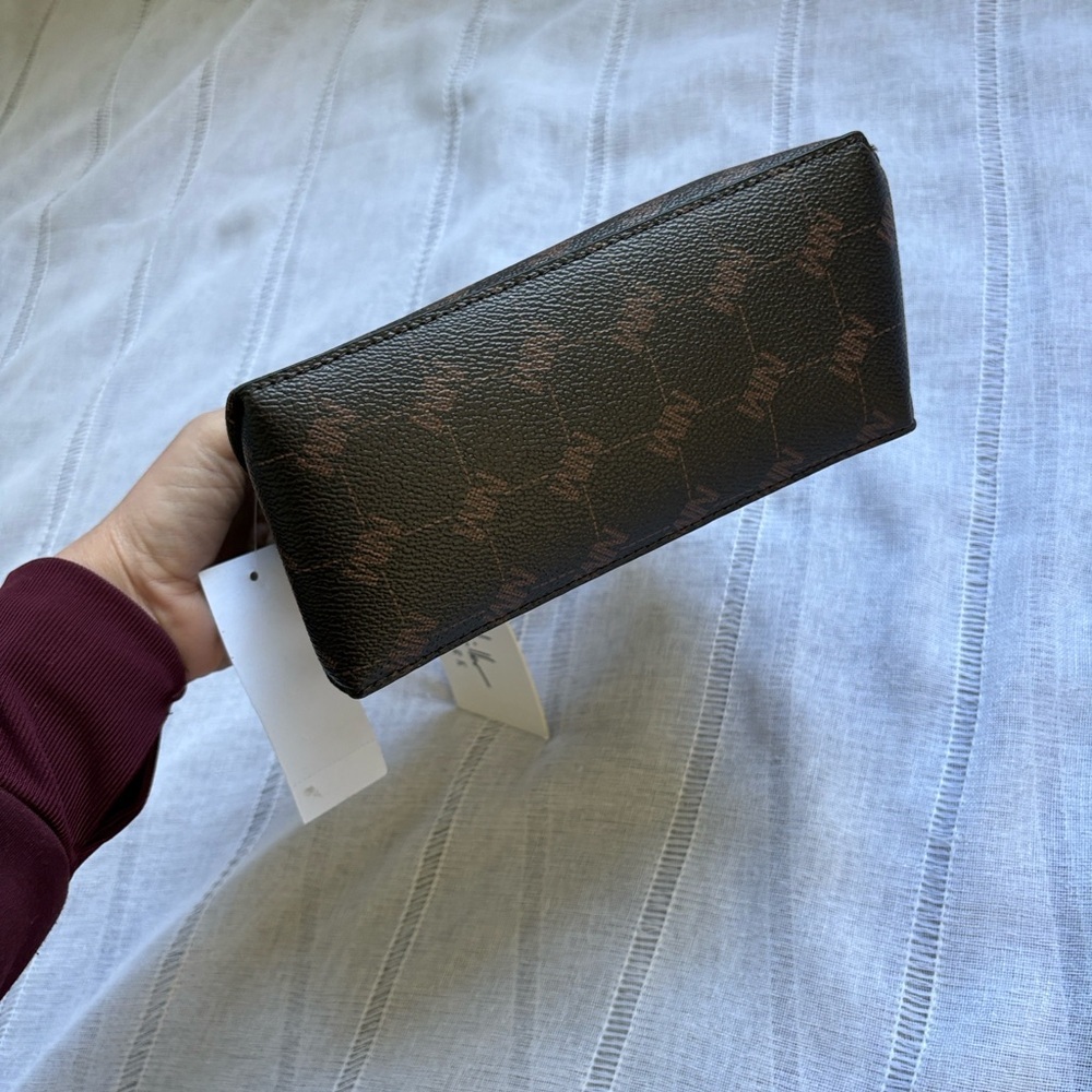 Nicole Miller Brown Logo Print Chain Shoulder Bag - Picture 10 of 14